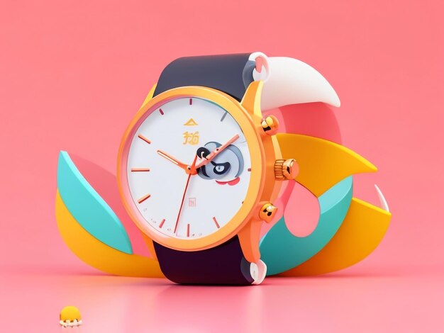 Time in Motion CartoonStyle Watch Design 3D Rendering in the Limelight