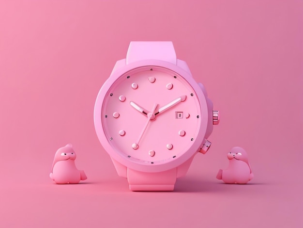 Time in motion cartoonstyle watch design 3d rendering in the limelight