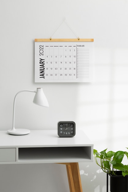 Photo time organization concept with desk