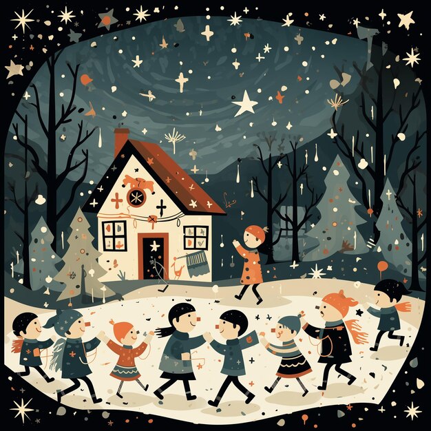 Time Passage New Year with Caroling at Festive Home in Laughter and Gift Joy Acrylic