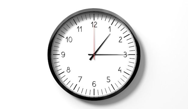 Photo time at quarter past 1 o clock classic analog clock on white background 3d illustration