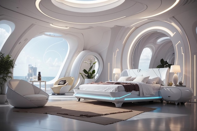 Time Travel Elegance A Futuristic Bedroom with a Classic Twist