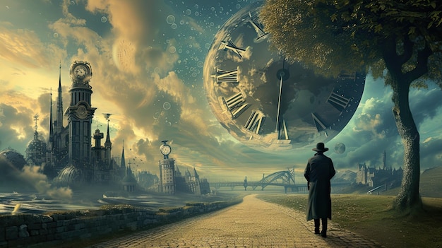 Time travel Surrealism concept