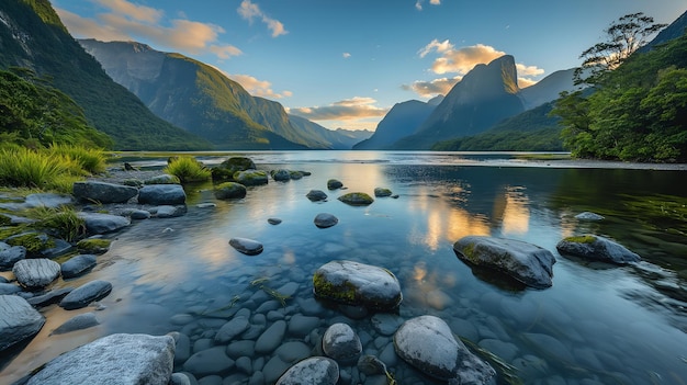 Time Unwound Milford Sounds Watervallen in zijdeachtige beweging