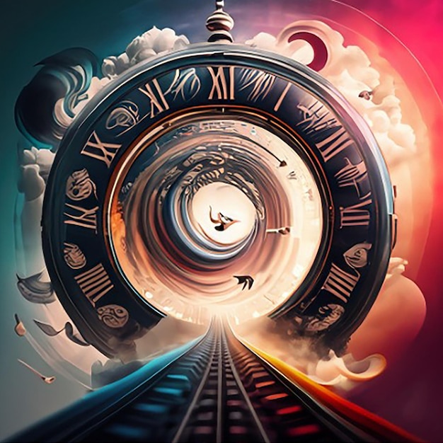 Photo a time warp swirling colors and shapes creating a portal to the past