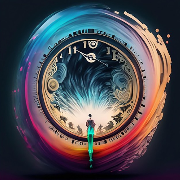 A time warp swirling colors and shapes creating a portal to the past