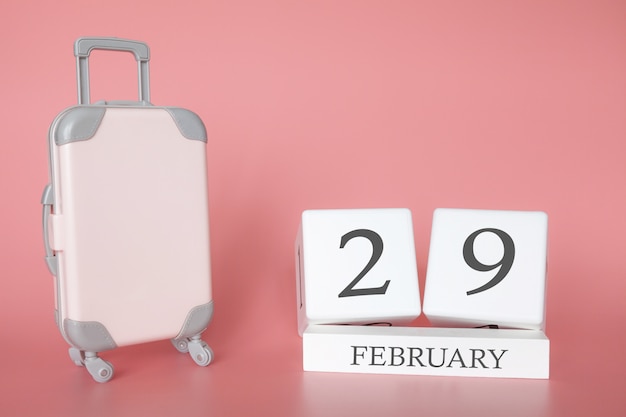 Time for a winter holiday or travel, vacation calendar for february 29