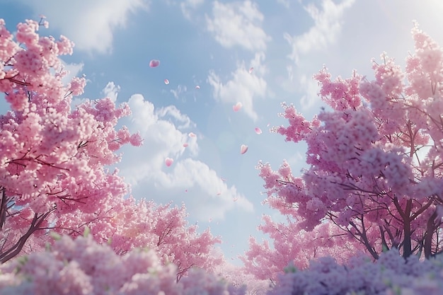 Timelapse of blooming cherry blossom trees octane