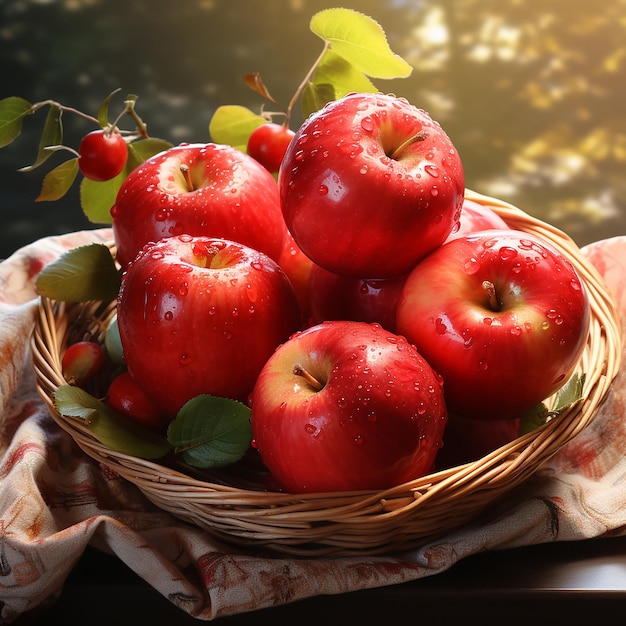 TimeLapse Drie heldere rode appels in een mand