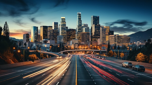 Foto fotografia timelapse del traffico sulla strada sfondo sfocato