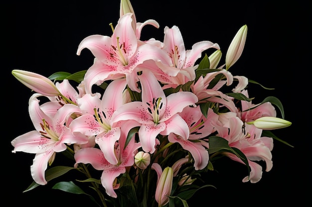 Timelapse sequence capturing the blooming process of lily buds in a bouquet