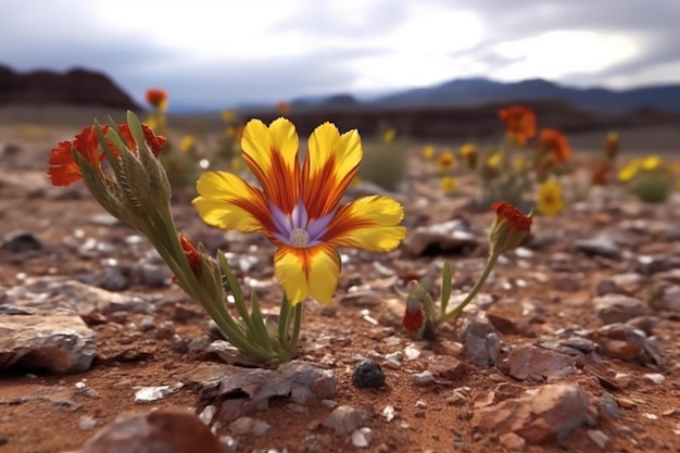 Timelapse series of desert flowers opening after rain