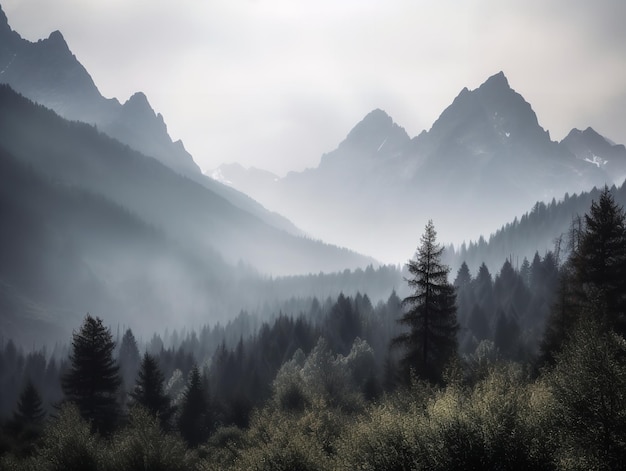 The Timeless Allure of a Misty Mountain Range