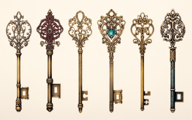 Timeless Antique Key Ensemble op een doorzichtige achtergrond