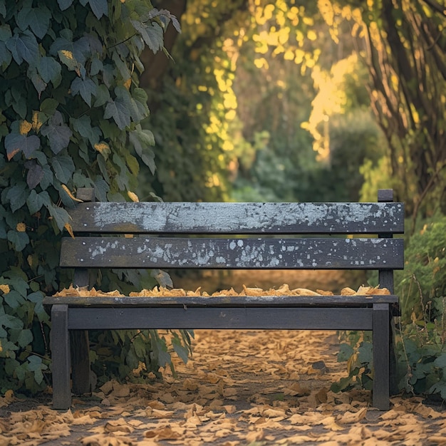 Timeless appeal Weathered wooden bench in a peaceful setting For Social Media Post Size