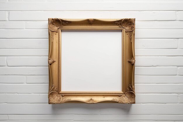 Безвременная красота: Мокет золотой рамы с витриной в белом пространстве