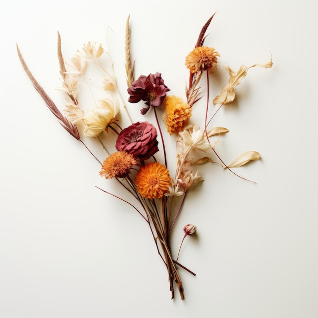 Timeless Beauty Captivating Dried Flowers against a Pure White Background