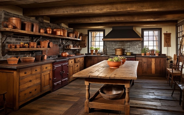 Photo timeless beauty of a rustic kitchen