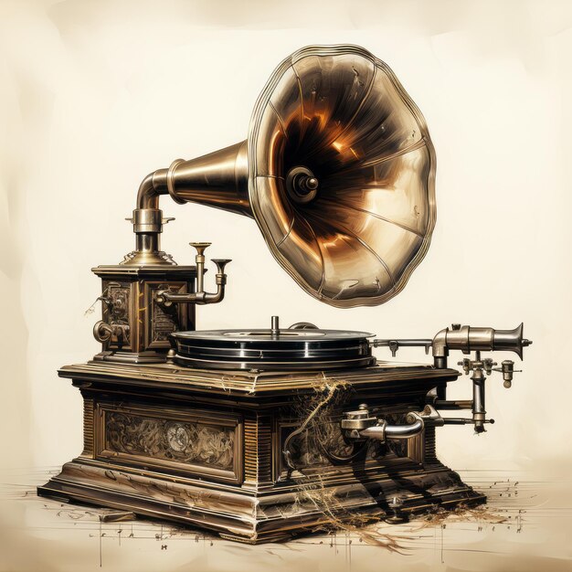 Foto un'illustrazione di grammofono antico classico senza tempo