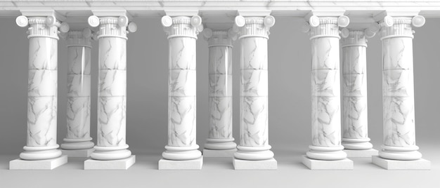 Timeless Elegance 3D Illustration of Classical White Marble Pillars