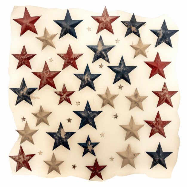 Timeless Elegance Antique Betsy Ross Stars on Distressed White Background