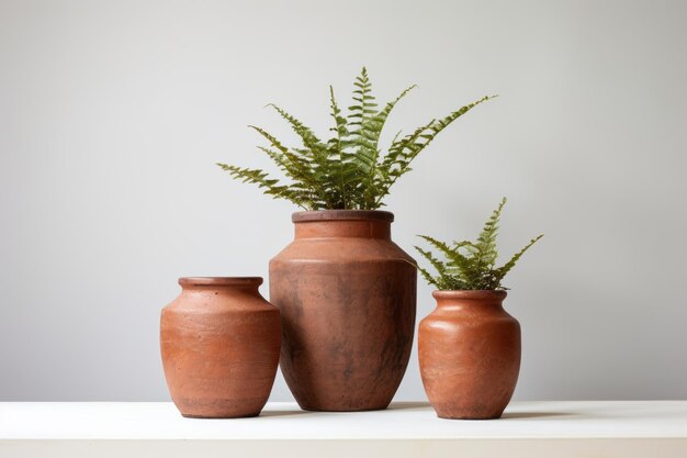 Photo timeless elegance minimalistic vintage gardening with clay pots