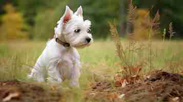 Photo timeless elegance white west highland terrier in uhd grass