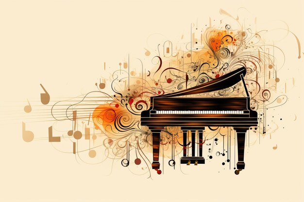 The Timeless Harmony Warm Piano Music on a Beige Background