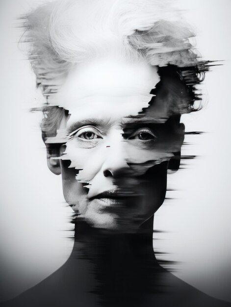 Photo a timeless metamorphosis double exposure portraying the transition from youth to age