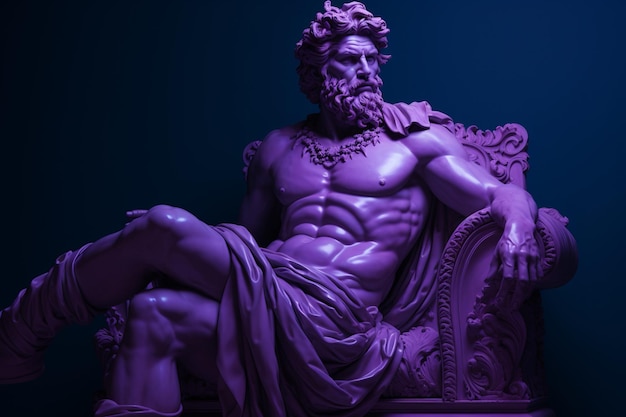 Фото Вневременное почтение древнегреческая статуя в безмятежной синей элегантности среди объятий истории генерирующий искусственный интеллект