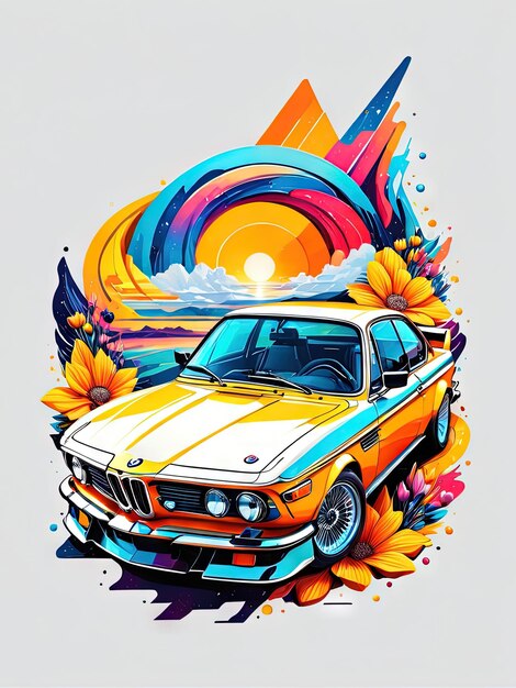 Timeless speed classic cars and supercars collide in tshirt design