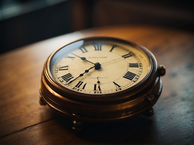 A Timeless TickTock on a Rustic Wooden Surface