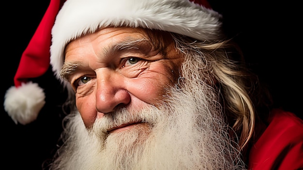 Timeless Tradition CloseUp Portrait of Old Santa Claus on Black Background