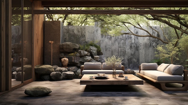 Timeless Tranquility WabiSabi Indoor Patio Landscape Design
