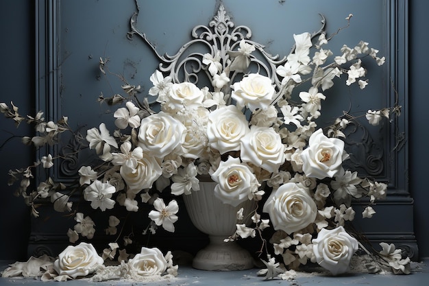 Timeless White Roses in a Classic Frame