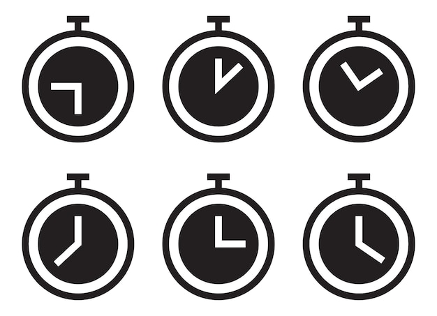 Timer vector Stopwatch iconen ingesteld Horloge silhouet geïsoleerd