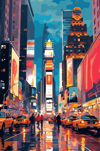 Times Square flat design AI genereren illustratie