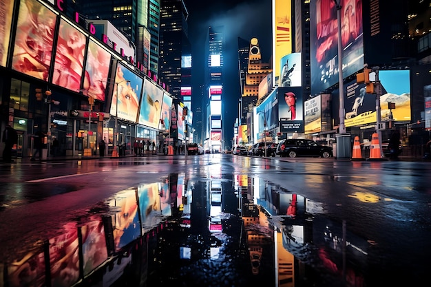 Times square lights at night photography