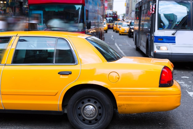 타임 스퀘어 뉴욕 노란 택시 일광
