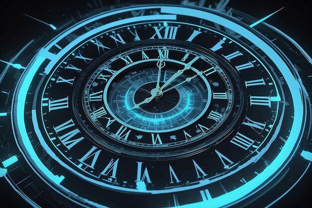 Фото Цифровая иллюстрация часов, путешествующих во времени, переходящая с 2023 на 2025 год