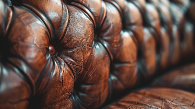 Timeworn luxury of a classic leather Chesterfield sofa