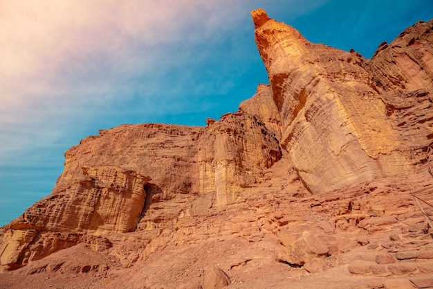 Timna valley Sandstone cliffs in Timna park featuring King Solomon's Pillars