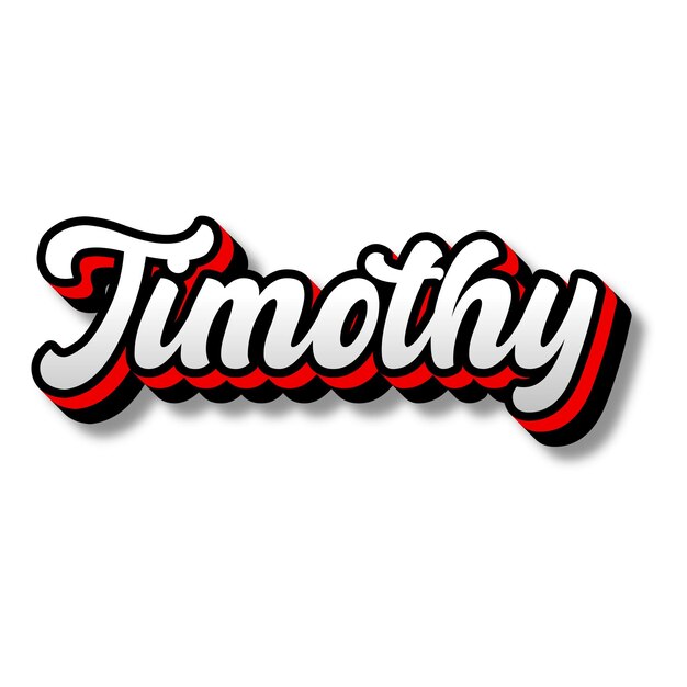 Timothy Text 3D Silver Red Black White Background Photo JPG