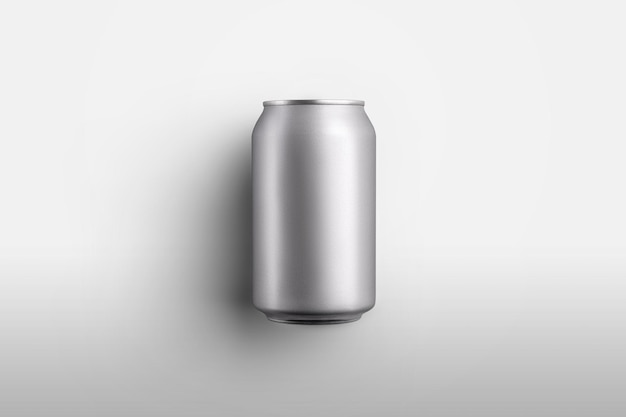 Tin can metal bottle with water drops isolated on a white background