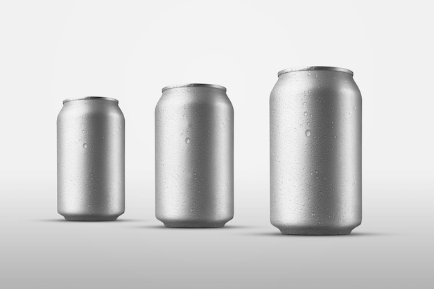 Tin can with a drink standing with condensate and drops of water  bottle Metal packaging