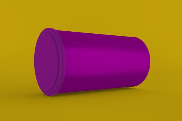 Tin Can With Lid Right Side Isolated In Yellow Background