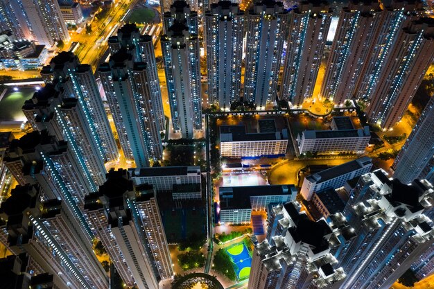 Tin Shui Wai, Hong Kong -27 October 2018: Hong Kong residential at night