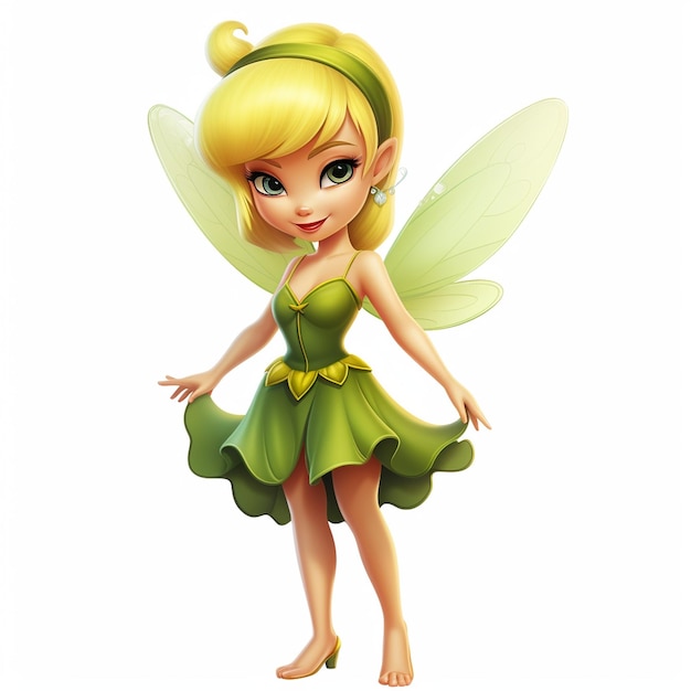 Foto la fata di tinkerbell è una caricatura di una ragazza carina chibi.