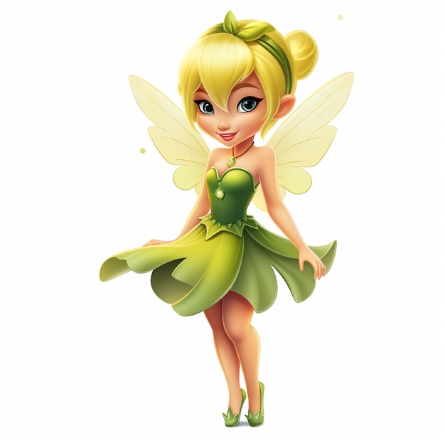 Foto la fata di tinkerbell è una caricatura di una ragazza carina chibi.