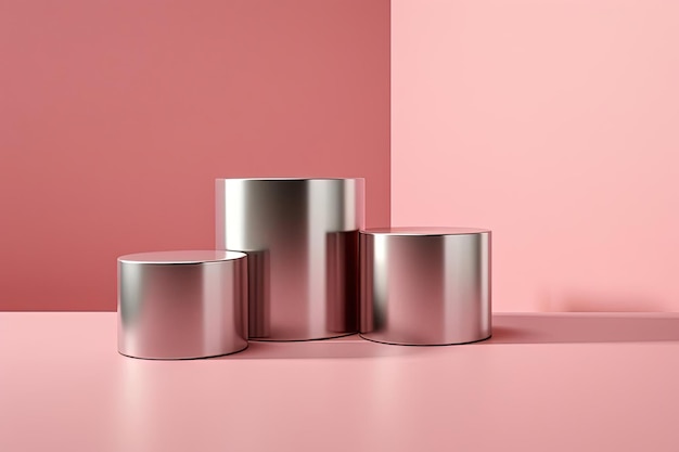 tins sitting next to each other on a pink background
